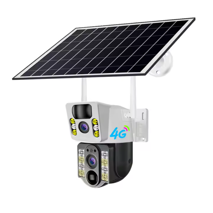 Cámara de Seguridad Solar de Lente Doble 4K 4G Tarjeta SIM Visión Nocturna Color Audio bidireccional - 1