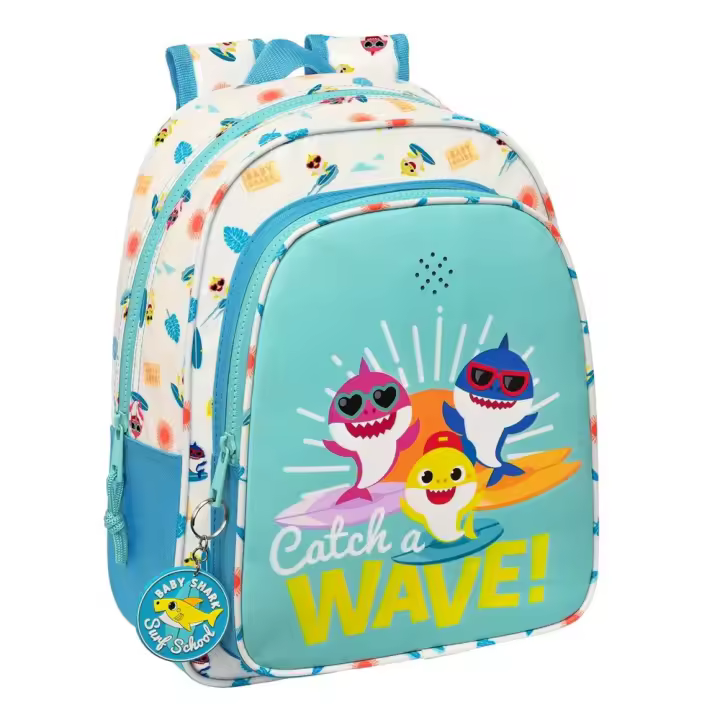 Mochila Infantil Con Musica Adaptable a Carro Baby Shark Surfing 27X33X10Cm (Safta 612360524) - 1