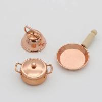 Set De 3 Piezas Para Muñecas 1:12 Casa De Muñecas Miniatura Sartén De Bronce Olla Cocina Utensilios De Cocina Accesorios Para Muñecas - details 3
