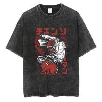Camiseta Anime Hombre Algodón Vintage Lavada Tshirt Mujer Oversize Harajuku Streetwear Moda Verano Camisetas Casuales - details 6