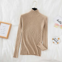Suéter De Mujer Con Volantes Y Cuello Bajo Largo Manga Larga Tejido Básico Solido Rayado Para Otoño Invierno Top Casual - details 13