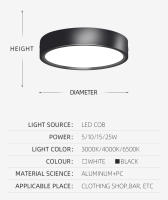 Lámpara De Techo LED Mini Pequeña 220V Luz Directa Montaje En Superficie Para Sala De Estar Dormitorio Color Negro - details 1