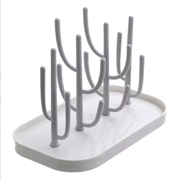 Rack De Secado Para Botellas De Bebé En Rosa Y Beige Soporte De Almacenamiento Removible Para Copas De Alimentación Con Agujeros Para Drenaje Compatible Con Máquina De Secado - 1