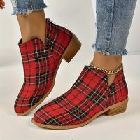 Botas De Tobillo Para Mujer Estampado Navideño Rojo Retro Con Cierre De Cremallera Botines Chelsea Con Plataforma Exterior Clásicos Zapatos De Invierno Talla Verdadera - details 1
