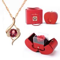 Collar Colgante Rojo De Lujo Con Zirconia Para Mujer Joyería De Moda Romántica Para Novia Caja De Regalo De Apple Regalo De Navidad 2023 - details 0