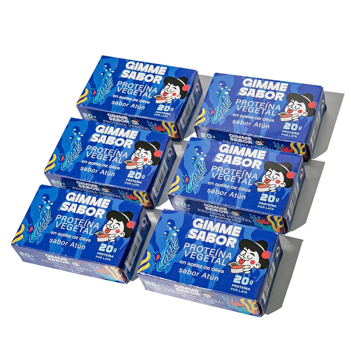Gimme Sabor – Pack de 6 Latas de Proteína Vegetal Sabor Atún con Aceite de Oliva | 20 g de Proteína por Lata | Sin Alérgenos, 100 % Vegano