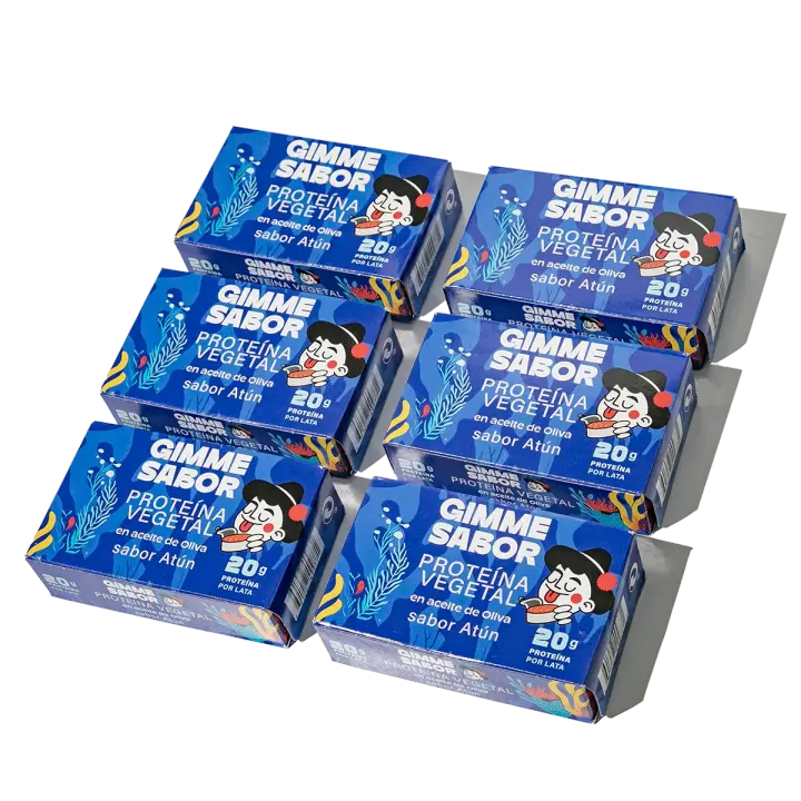 Gimme Sabor – Pack de 6 Latas de Proteína Vegetal Sabor Atún con Aceite de Oliva | 20 g de Proteína por Lata | Sin Alérgenos, 100 % Vegano - 1