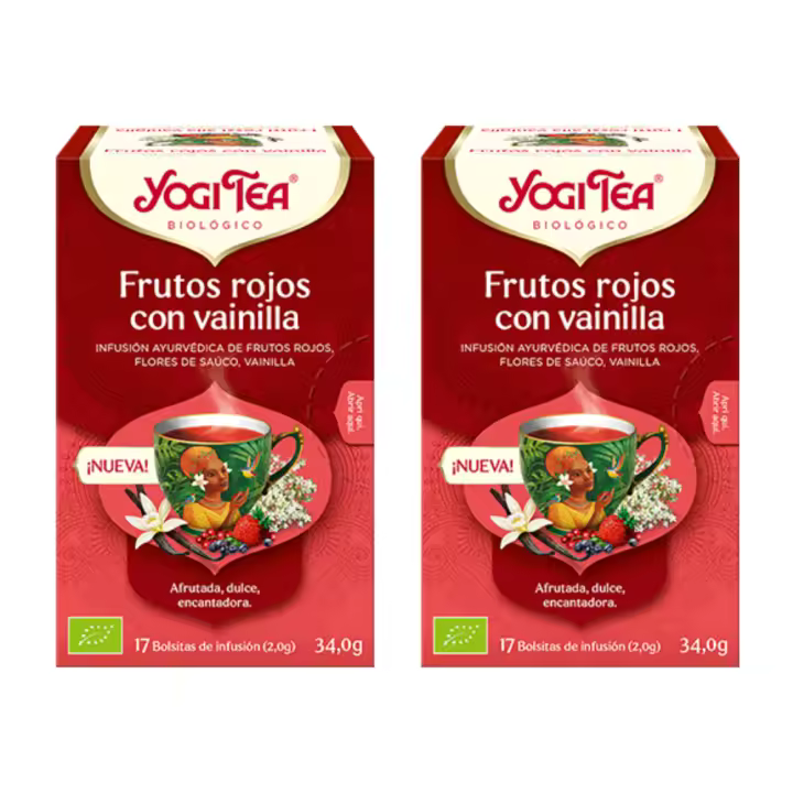Té Frutos Rojos con Vainilla | Packs 2 |  Yoga fácil para relajarse | 17 bolsitas de infusión | YogiTea - 1