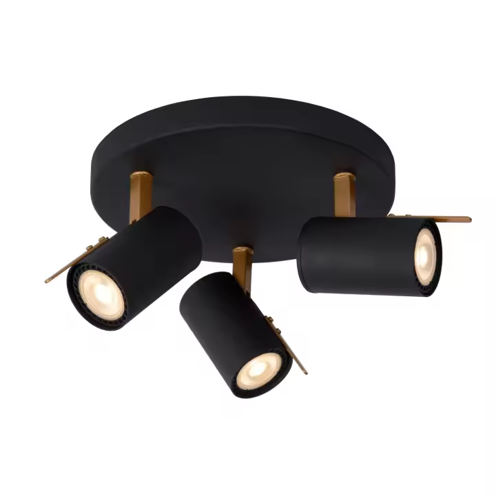 Lucide GRONY - Foco de techo - LED Dim to warm - GU10 - 3x5W 2200K/3000K - Negro - 1