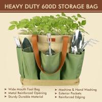 Juego de herramientas de jardinería de acero inoxidable resistente de 10 piezas con mangos de madera antideslizantes - Verde - details 0