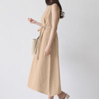 Vestido Largo De Verano Para Mujer Estilo Vintage De Algodón Y Lino Cuello Redondo Sin Mangas Cinturado Talla Grande Casual - details 10