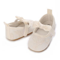 Zapatos De Princesa Para Bebé Niña En Lace Blanca Mocasines Con Lazo Y Borde Antideslizante De Goma Primera Calzado Para Caminar - details 23