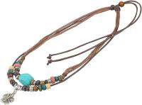 Collar de surfista con cuentas de madera y cordón de cáñamo ajustable de tribu antigua con cuentas de turquesa - details 1