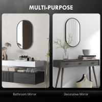 HOMCOM Espejo de Baño Espejo de Pared Espejo Decorativo con Marco de Aluminio y Gancho Fácil Instalación para Salón Entrada Pasillo Negro - details 3