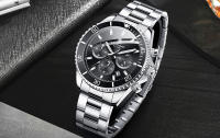 Reloj De Hombre SAPPHERO En Acero Inoxidable Dorado Con Cronógrafo Y Calendario Resistente Al Agua Pantalla Analógica-Digital Estilo Casual - details 7