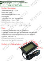 Termómetro Digital LCD Mini Para Congelador Y Nevera Con Sensor Impermeable Medición De Temperatura De -50 a 110 Grados - details 0