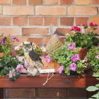 Pájaro espantapájaros Fake búho de Cuernos Repelente Jardín patio protector decoración insulina ornamento - details 0