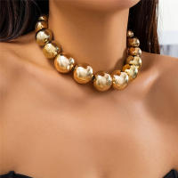 Collar Corto Gótico Exagerado De Acrílico Con Gran Bola Y Cadena Cadena Punk Grunge Para Mujeres Y Hombres Joyería Steampunk - details 1