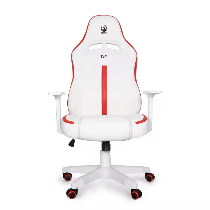 UniversalBlue Silla Gaming de Polipiel  Color Blanco y Rojo  Ruedas mutidireccionales - 1