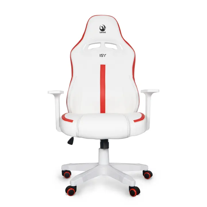 UniversalBlue Silla Gaming de Polipiel  Color Blanco y Rojo  Ruedas mutidireccionales - 1