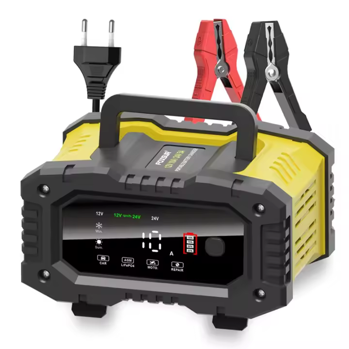 Cargador Inteligente De Batería Para Coche Y Motocicleta FOXSUR 20A/10A 12V/24V Compatible Con Lithium AGM GEL Lead-Acid LiFePO4 Set De 1 Pieza - 1