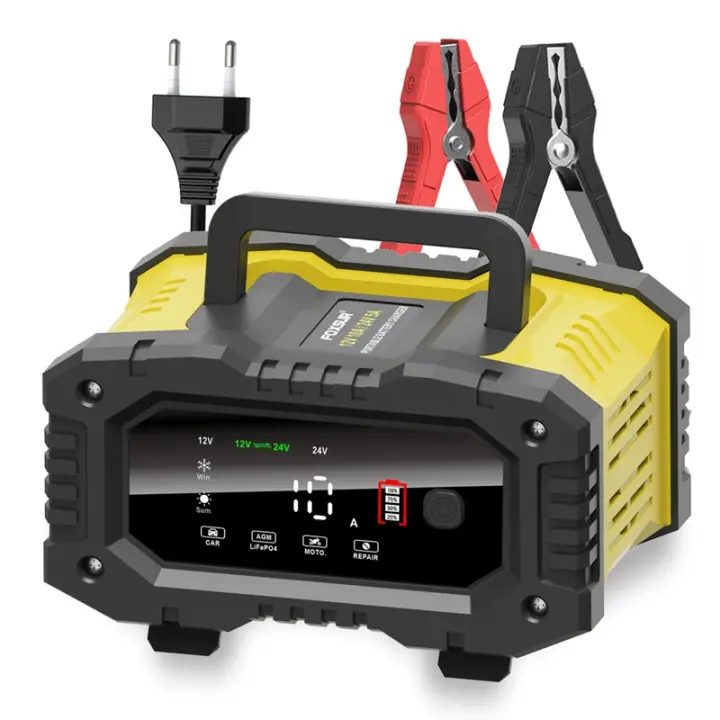 Cargador Inteligente De Batería Para Coche Y Motocicleta FOXSUR 20A/10A 12V/24V Compatible Con Lithium AGM GEL Lead-Acid LiFePO4 Set De 1 Pieza - 1