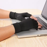 GOBYGO Guantes De Fitness Antideslizantes Mitad De Dedo Fibra De Cobre Compresión Para Enfermería Deporte Al Aire Libre Conducción Ciclismo Pesca Talla S/M/L/XL Negro - details 9