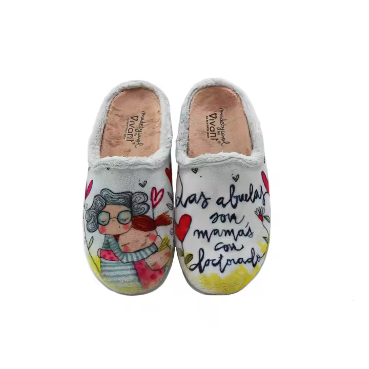 Vivant AR-C242440EVGR Zapatilla de casa destalonada,pantufla,cuña interior,suela antideslizante,de fieltro,babucha,slipper para señora - 1