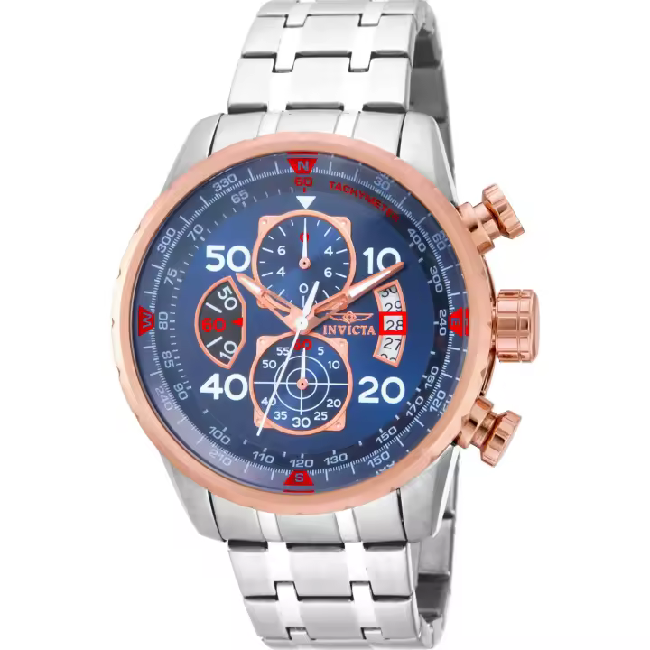 Reloj de pulsera Invicta Invicta Aviator - 17203 correa color: Gris plata Dial Metal Azul Hombre - 1
