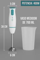 Batidora de Mano 400W con 2 Velocidades – Cuchillas de Acero Inoxidable, Brazo Resistente, Vaso Medidor 800ml Incluido, Potente y Compacta para Cocinar Rápido - details 1