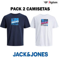 Jack & Jones Hombre Pack 2 Camisetas Mod JCOLOGAN Ajuste Standard Logo Estampado Moda Casual Informal Ref 24992 - details 1