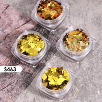 4pcs Brillo De Uñas Dorado Holográfico Con Corazones Y Espejo Decoración De Manicura Paillettes 3D De Lujo Para Año Nuevo Y San Valentín - details 7