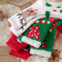7 Pares De Calcetines De Navidad De Poliéster Coral Suaves Y Agradables Para Mujer Con Diseños De Santa Cielo Y Esquimales Regalo De Invierno Para Niña - details 5