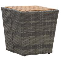 vidaXL Mesa de centro ratán PE y madera de acacia 41,5x41,5x43 cm en color Gris/Negro | estructura resistente ideal para salón dormitorio o estudio - details 0