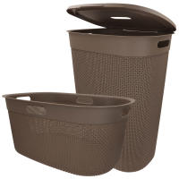 Curver - Cesto de ropa sucia multiusos, marrón, blanco o gris, asas laterales, resistente al agua y fácil de limpiar, plástico reciclado, cesta colada, diseño moderno y elegante, accesorios de hogar, limpieza y orden - details 4