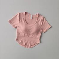 Top Deportivo Para Mujer Con Correa Fija Y Pecho Almohadillado Secado Rápido Manga Corta Ajustado Para Yoga Y Correr Ropa De Fitness - details 1