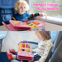 Juguetes Montessori Tablero Ocupado Para Bebés Actividades Educativas De Habilidades De Vida Sensoriales Con Libros Ocupados Para El Desarrollo Motor Fine - details 3