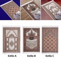 Carpetas De Oración Musulmana Rectangulares Con Borlas Espesas Diseño Tradicional Para Viajes Temples Y Habitaciones De Oración Para Mujeres Y Hombres - details 3