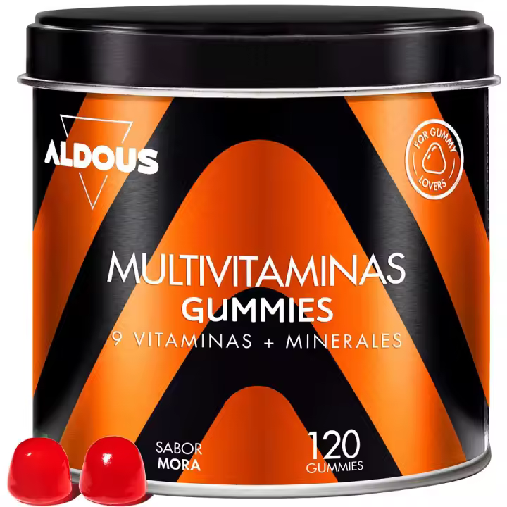 Multivitaminas en gominolas Aldous Bio |120 gummies sabor natural a mora - 1