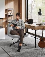 Silla de Oficina Contemporánea, Base de Estrella con Ruedas, Asiento Ancho y Cómodo, Altura Ajustable, Tela de Lino de Algodón, Silla Giratoria - details 7