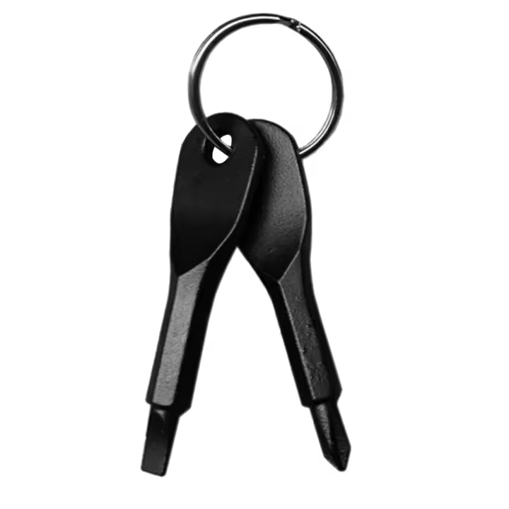 2pcs Herramientas De Reparación Multifuncionales En Forma De Llave Con Bolsillos Portátiles EDC Para Exteriores Phillips Slotted Destornillador De Cadena De Hierro Fundido - 1