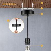 SSITO Lámpara Colgante E27 Negro con Anillo de Rosca y Cable Textil Ajustable de 100 Cm para Pantalla - details 2