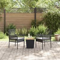 Conjunto de Bistro de Jardín de 3 Piezas vidaXL con Cojines Ratan de Polipropileno Negro - details 2