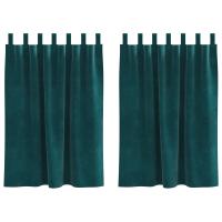 Cortinas opacas vidaXL con lazos colgantes 2 pcs de terciopelo verde oscuro - details 1