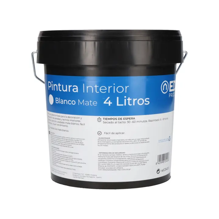 . PINTURA PLASTICA MATE INTERIOR BLANCA 4L EDM - 1