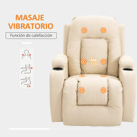 HOMCOM Sillón de Masaje Reclinable hasta 150° Silla para Relajación Sillón Relax con 8 Puntos de Masaje Vibrante Función de Calefacción Lumbar Mando a Distancia 85x94x104 cm - details 0