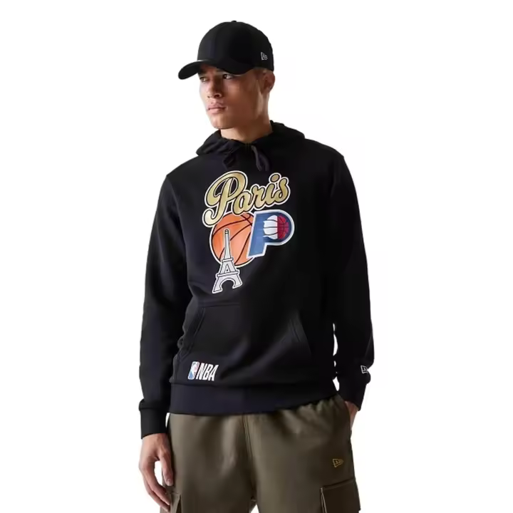 SUDADERA NEW ERA NEGRA PACERS NBA PARIS GAMES REGULAR HOODIE INDPAC - 1