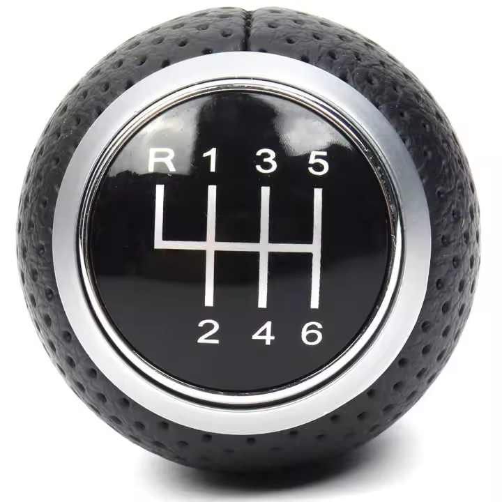 AUTOZOCO Pomo de 6 cambios marcha coche con perilla, Pomo cambio de marchas, Compatible con Audi A1 A3 A4 A5 B6 B7 B8 A6 S4 8K A5 8T Q2 Q3 Q5 8R S Line Passat Golf MK4 Seat Leon Ibiza 6J, Negro plata - 1
