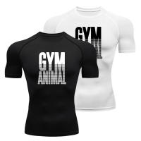 Camiseta De Correr Para Hombre GYM ANIMAL Compresión Secado Rápido Manga Corta Deporte Tops Tees Elasticidad Fitness Bodybuilding Sportswear - details 1