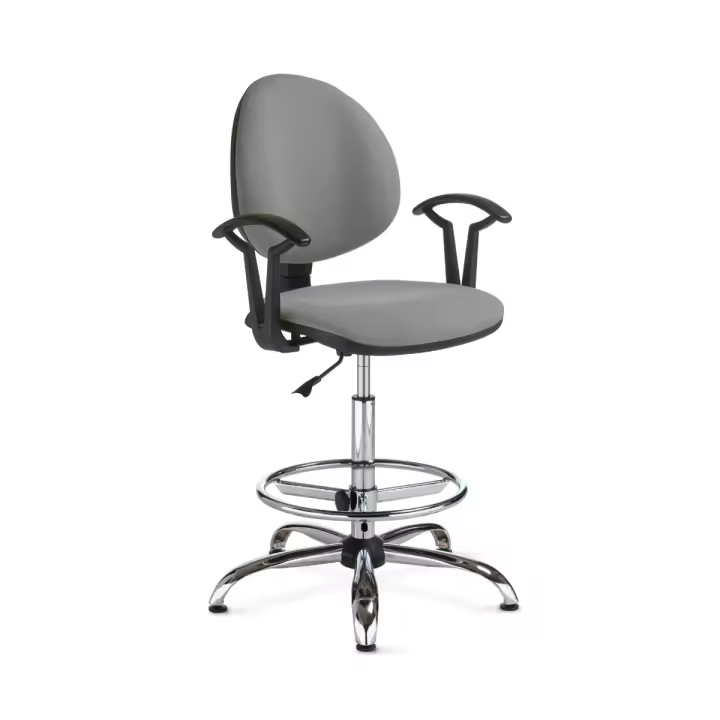 Taburete Smart micro gris brazos fijos base cromada y topes - 1